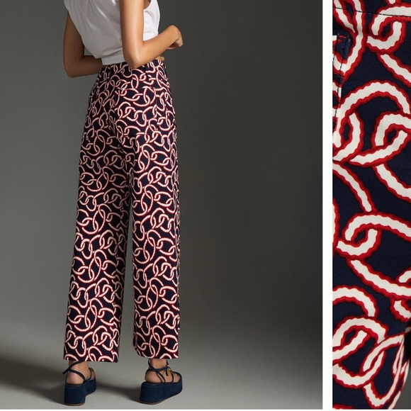 NWT 📣🤩 The Colette Cropped Wide-Leg Ponte Pants by Maeve in Red Motif - Picture 5 of 8